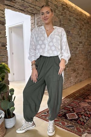 Made in Italy Lagenlook Shelby Cocoon Pant Deep Khaki